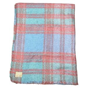 NEW  AERO HYGGE Pink Blue Green Plaid Throw Blanket